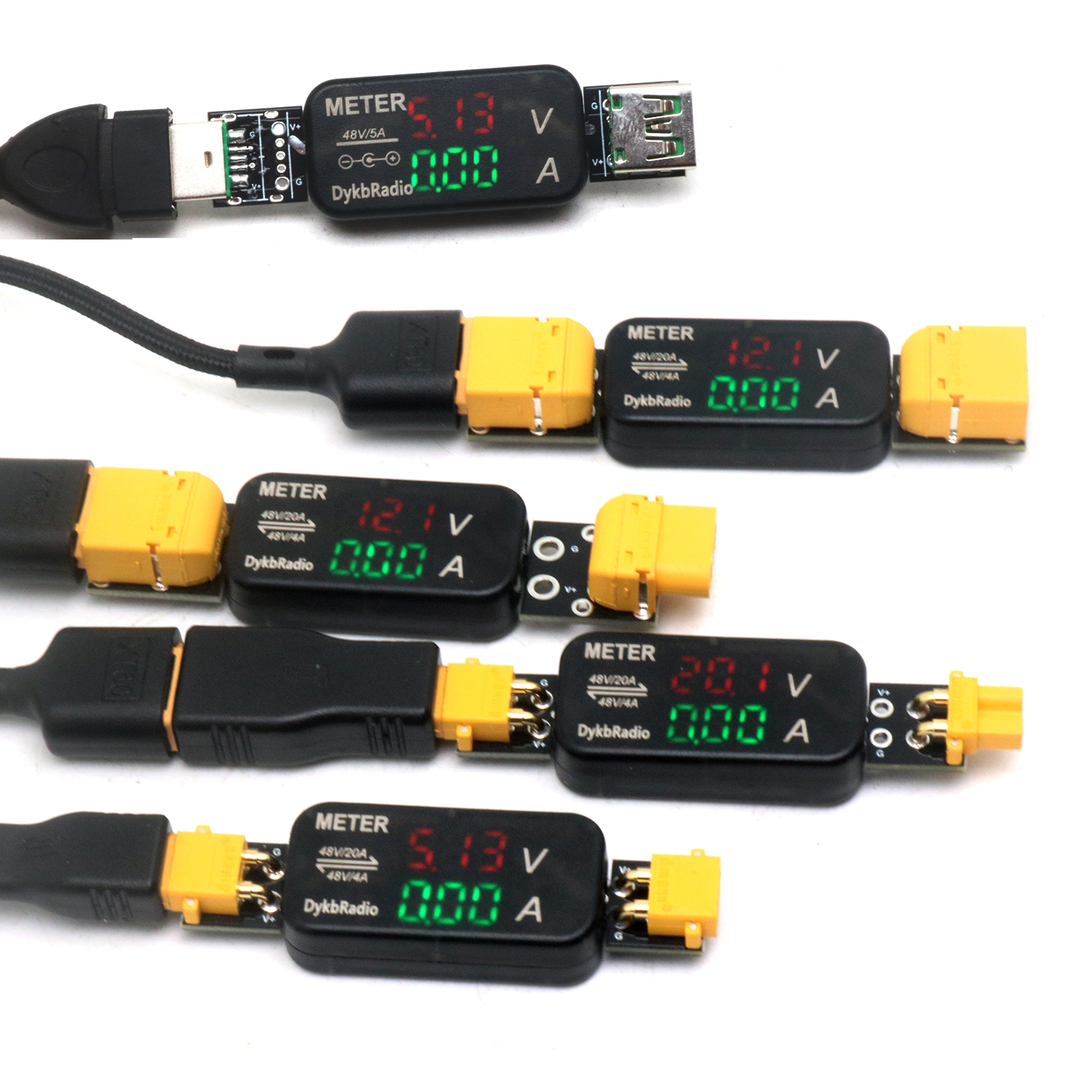 Drone Battery Voltage Checker - Voltmètre ampèremètre USB XT60 XT30 bidirectionnel
