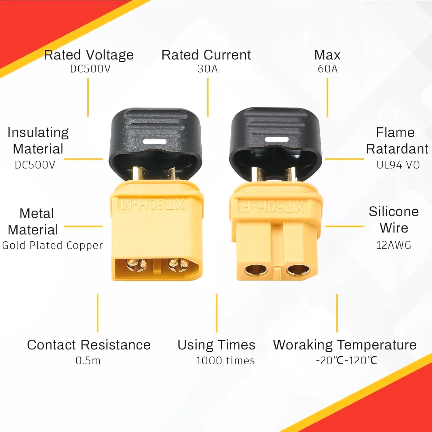 Connecteur XT60 avec gaine de  - Drone Battery Connector avis et prix