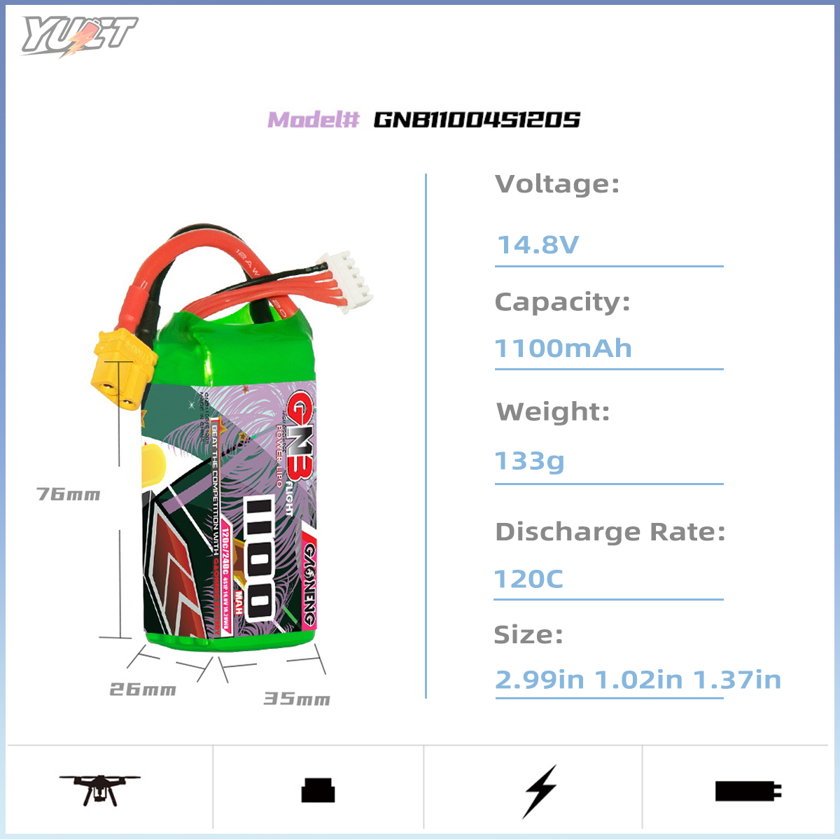 YUCT GNB 6S LiPo batterie 22.2 - Drone Battery 4S avis et prix