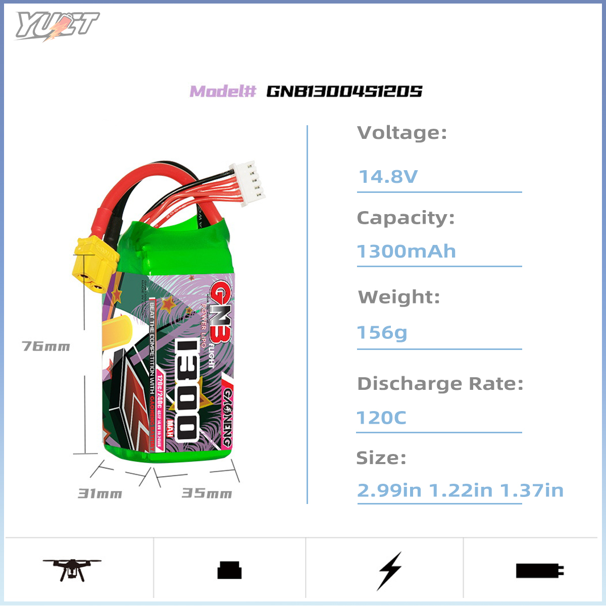 YUCT GNB 6S LiPo batterie 22.2 - Drone Battery 4S avis et prix