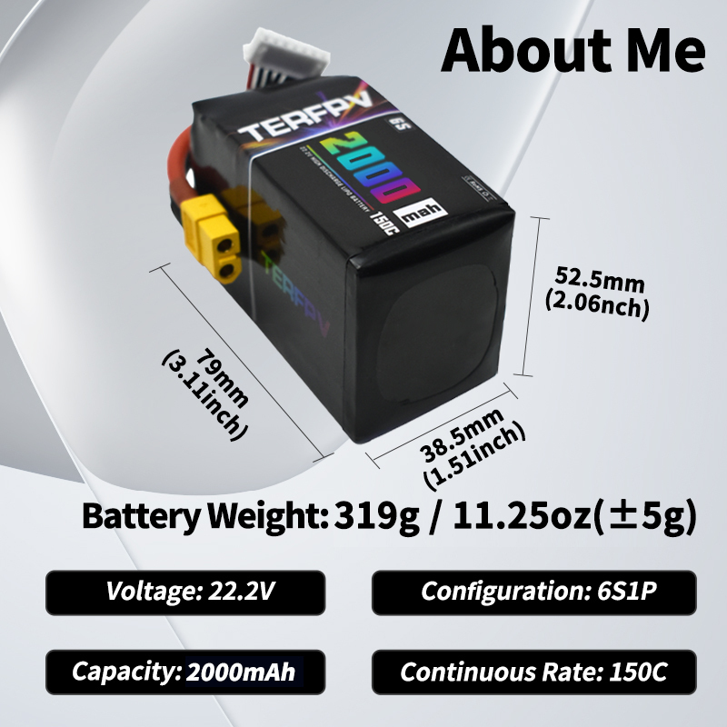 TERFPV 6S 22.2V 2000mAh 150C/3 - Drone Battery 6S avis et prix