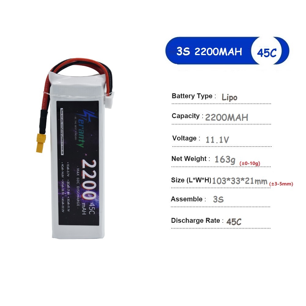 Batterie LiPo 11.1V 3S 1500mah - Drone Battery 3S avis et prix