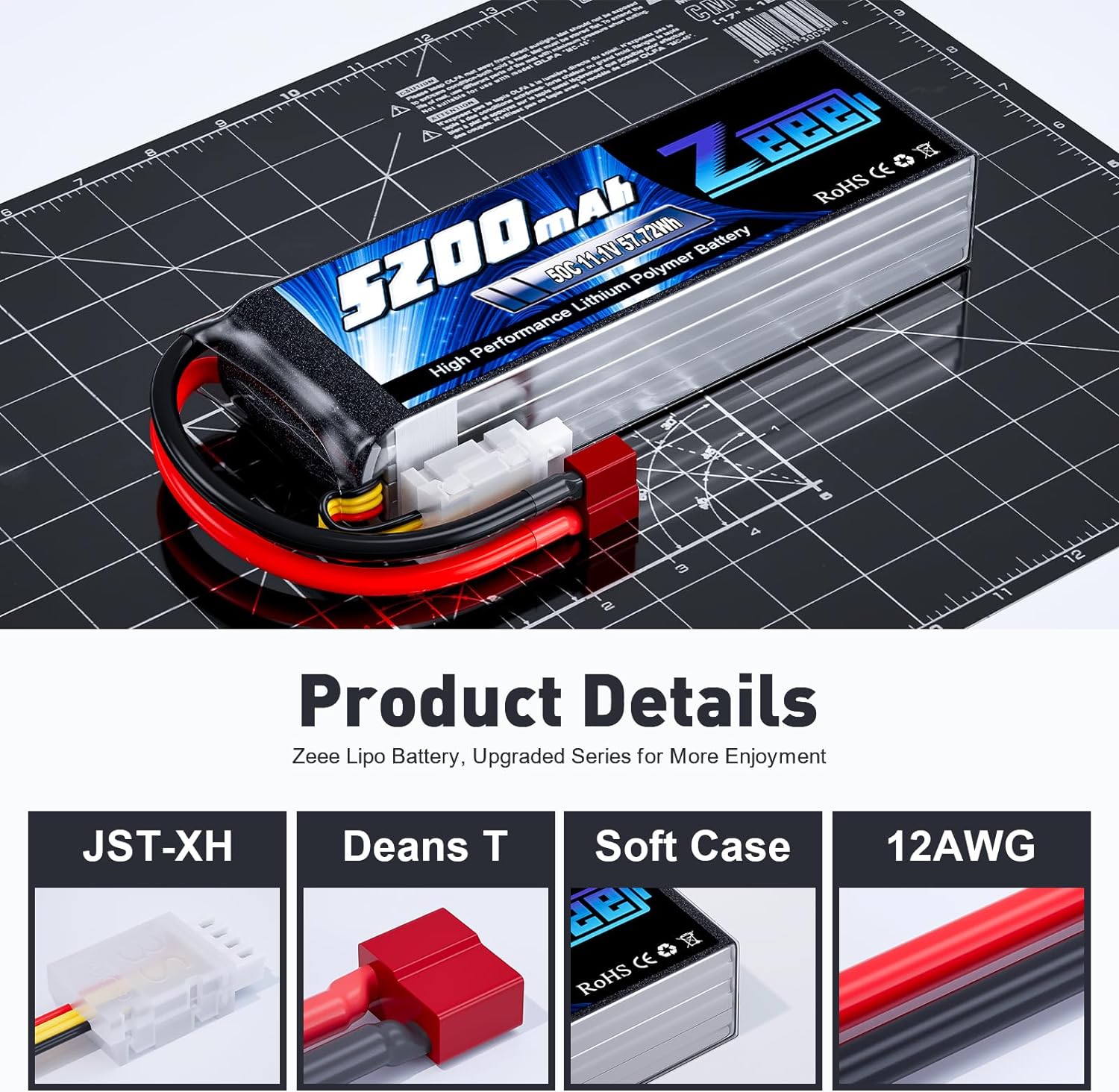 1/2 unités Zeee 11.1V 50C 5200 - Drone Battery 3S avis et prix
